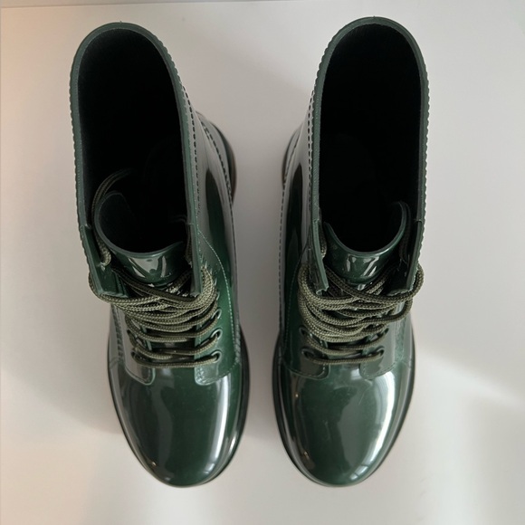 Design Lab Lace-up 8-hole Rubber Boots Green Size 6 - Picture 4 of 12